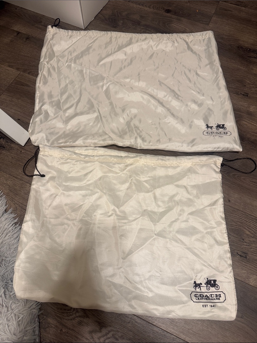 Coach Cream Satin Drawstring Dust Bags (Pair)